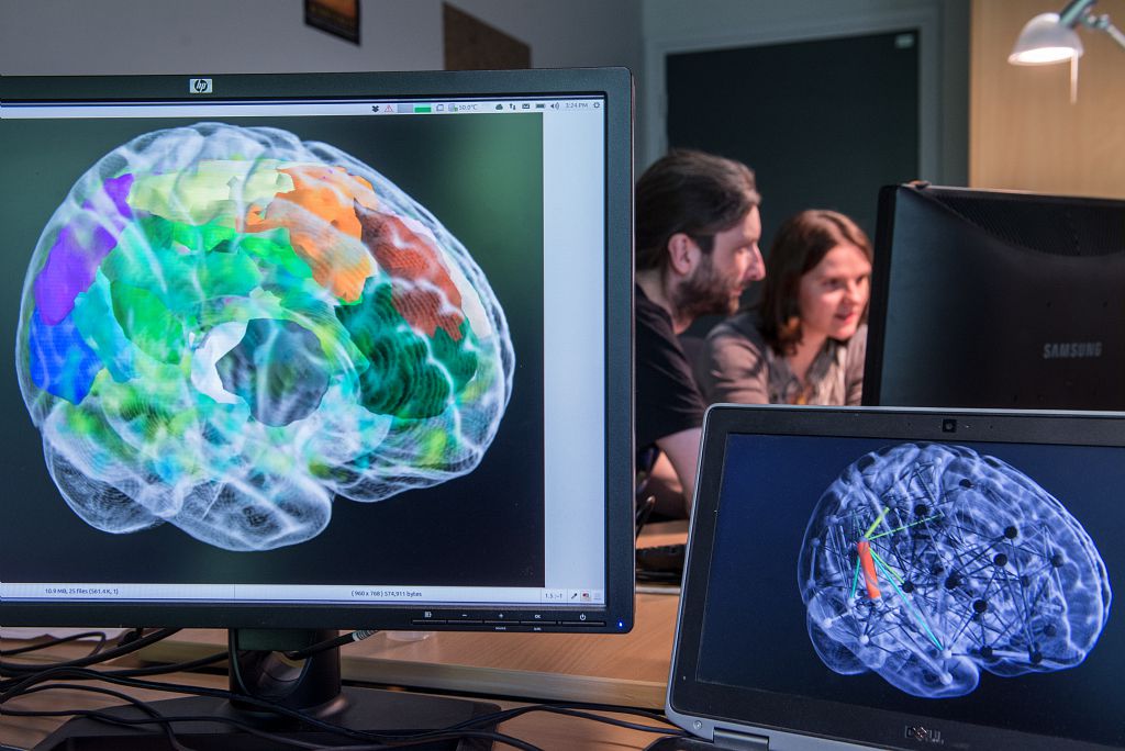 Chercheurs de l'équipe PARIETAL. Visualisation de l'activité fonctionnelle du cerveau